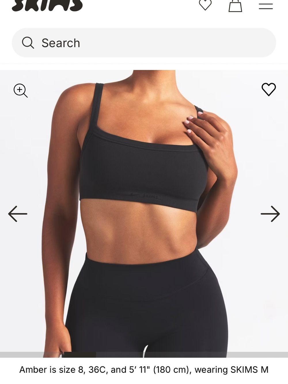 SKIMS/Nike Black Square-Neck Seamless Bralette